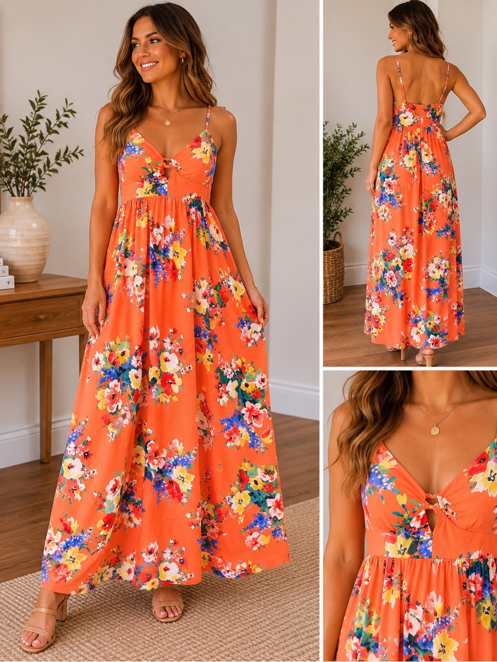 EXPRESS Maxi Floral Dress - CORAL Floral